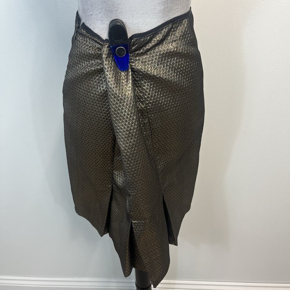 M.S.S.P. Skirt sz 12 Gold Diamonds Straight Knee Pleats Career Cocktail Wedding - Picture 5 of 7
